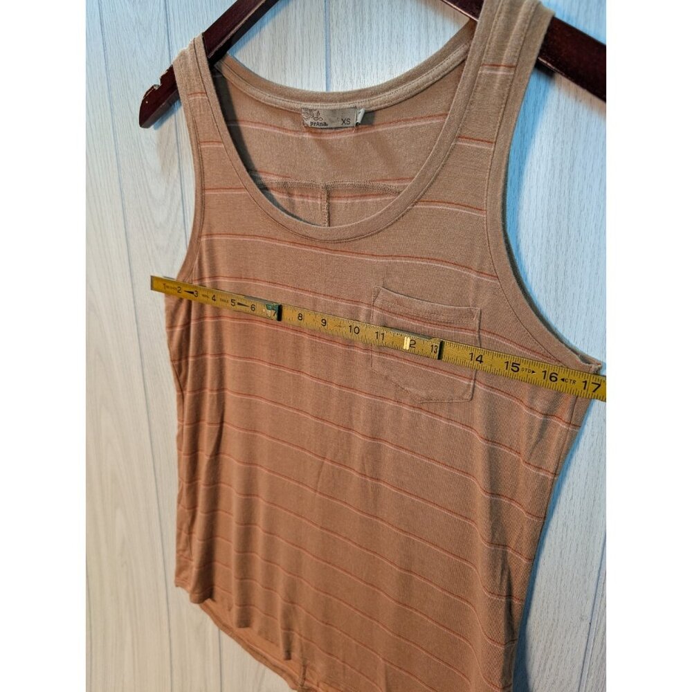 Prana XS Women ORGANIC Tencel SLEEVELESS Tank Top Cropped Orange Striped - Picture 4 of 6
